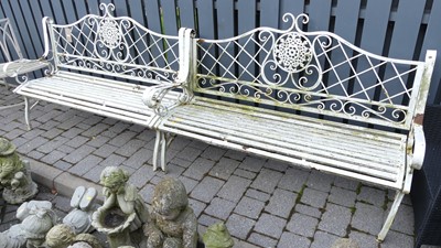 Lot 1418 - Two wrought metal and later white painted...