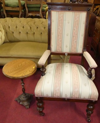 Lot 1343 - An Edwardian walnut framed open armchair,...