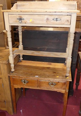 Lot 1350 - A 19th century rustic pine two drawer side...