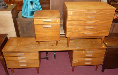 Lot 1361 - 1970s teak bedroom furniture, to include; a...