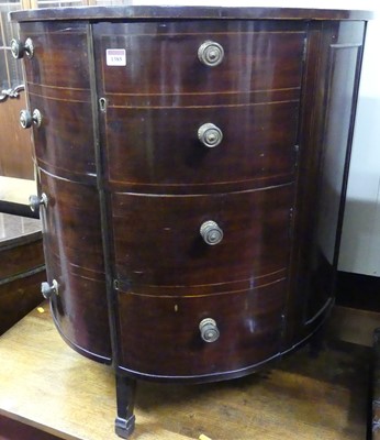 Lot 1385 - A mahogany demi-lune double door side cupboard,...