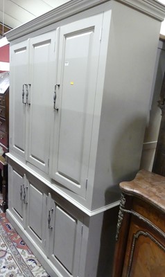 Lot 1389 - A contemporary grey painted pine larder...