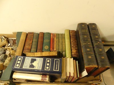 Lot 599 - A box of leather bound books to include...