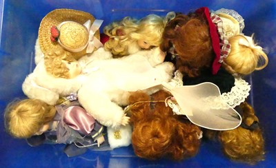 Lot 607 - One box of modern porcelain headed dolls