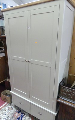 Lot 1395 - A contemporary soft grey painted double door...