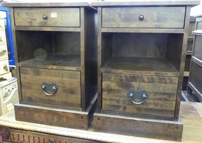 Lot 1402 - A pair of contemporary hardwood bedside tables,...