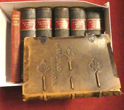 Lot 641 - Leather bound books to include Sir Walter...