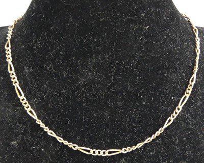 Lot 456 - A 9ct gold Figaro link lady's watch chain,...