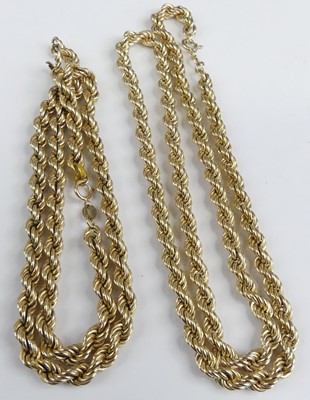 Lot 460 - A pair of modern 9ct gold ropetwist necklaces,...