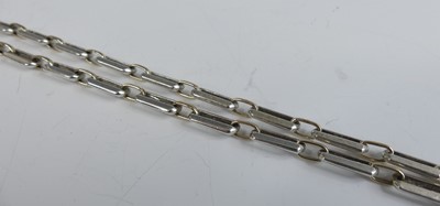 Lot 465 - A silver rectangular link necklace, having...