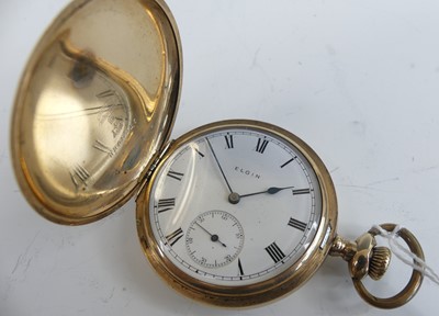 Lot 466 - A gent's Elgin gold plated full hunter pocket...