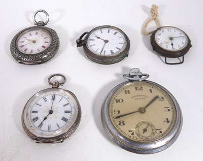 Lot 523 - A collection of silver clad ladies fob watches,...