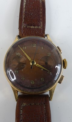 Lot 464a - A vintage 18ct gold cased Swiss chronograph...