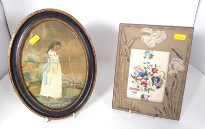 Lot 588 - A 19th century stump work picture of a girl...