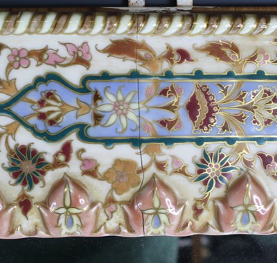 Lot 29 - Zsolnay Pecs - a rectangular ceramic framed...