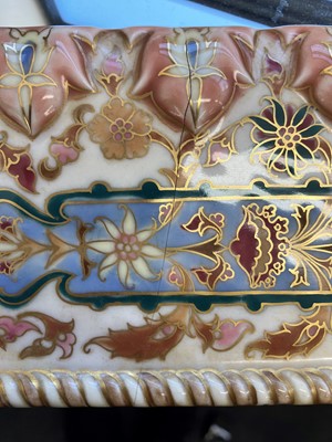 Lot 29 - Zsolnay Pecs - a rectangular ceramic framed...