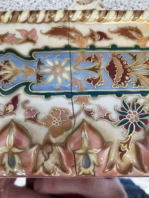 Lot 29 - Zsolnay Pecs - a rectangular ceramic framed...
