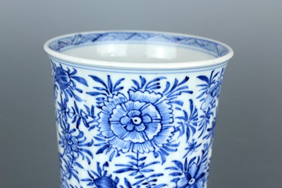 Lot 2037 - A Chinese blue and white tall beaker vase,...