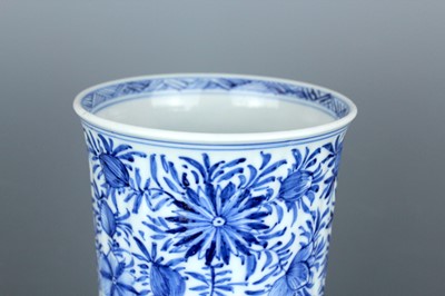 Lot 2037 - A Chinese blue and white tall beaker vase,...