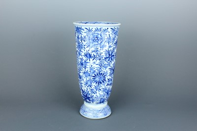Lot 2037 - A Chinese blue and white tall beaker vase,...
