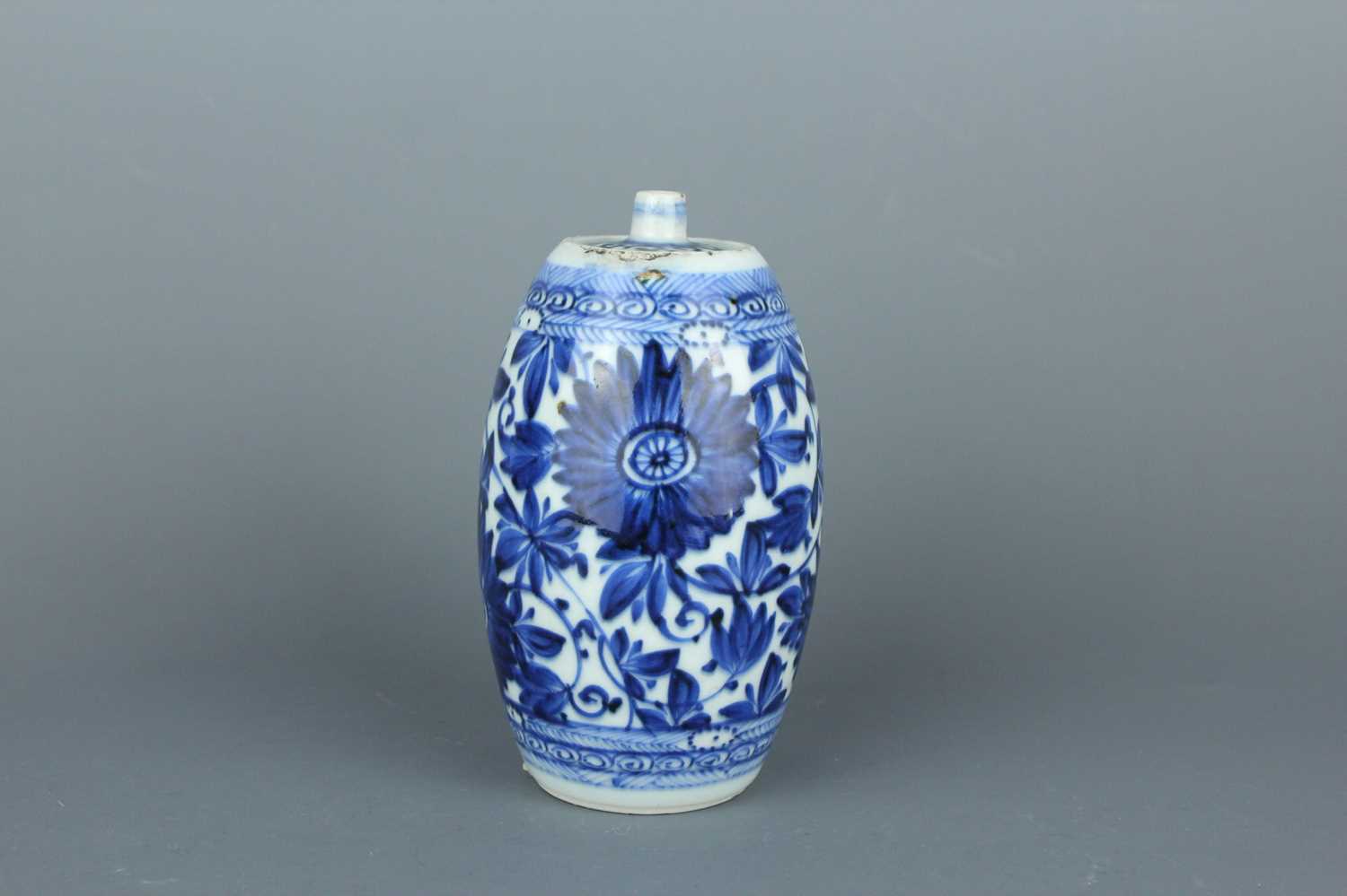 Lot 2034 - A Chinese blue and white ‘spirit’ bottle, Qing...