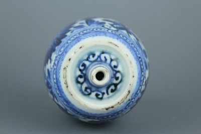 Lot 2034 - A Chinese blue and white ‘spirit’ bottle, Qing...