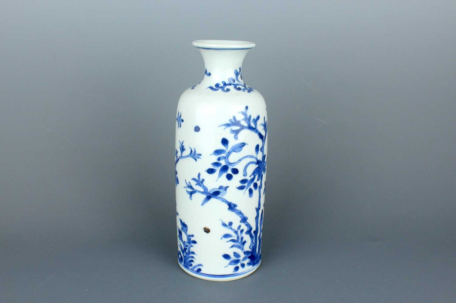 Lot 2038 - A small Chinese blue and white sleeve vase,...