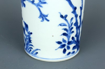 Lot 2038 - A small Chinese blue and white sleeve vase,...