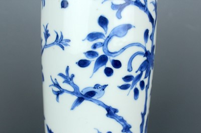 Lot 2038 - A small Chinese blue and white sleeve vase,...