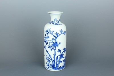 Lot 2038 - A small Chinese blue and white sleeve vase,...