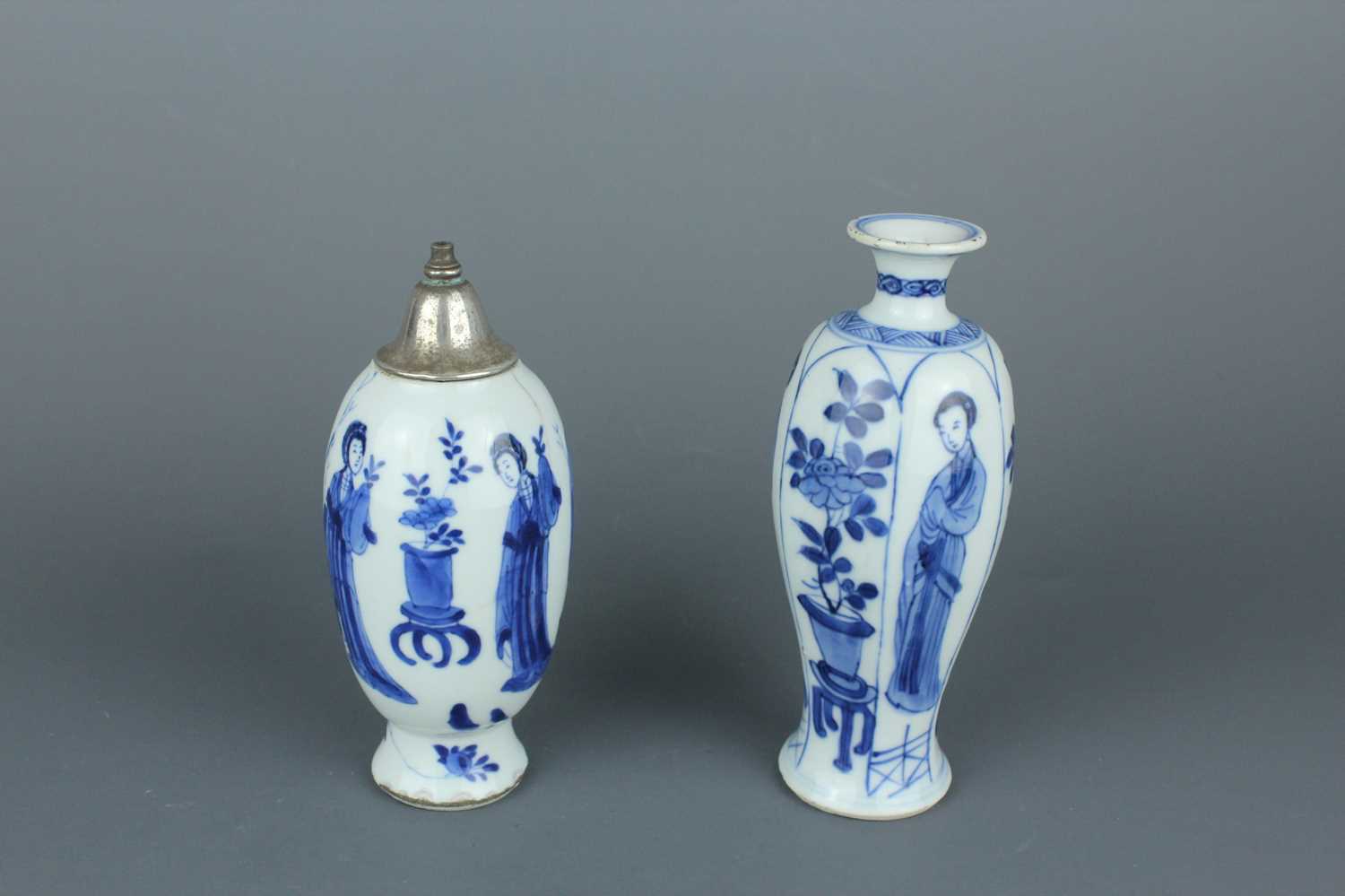 Lot 2035 - Two small Chinese blue and white ‘ladies’...