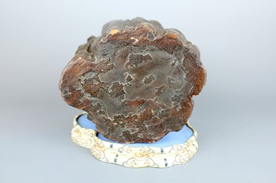 Lot 2087 - A Chinese wood-carved landscape brush pot,...