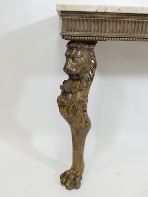 Lot 1417 - A Louis XV style giltwood console table,...