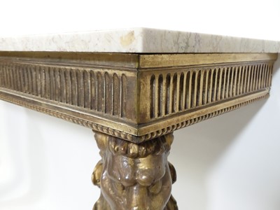 Lot 1417 - A Louis XV style giltwood console table,...