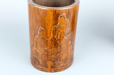 Lot 2089 - Two Chinese bamboo carved brush pots, 19th and...