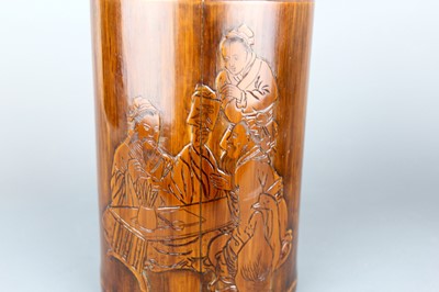 Lot 2089 - Two Chinese bamboo carved brush pots, 19th and...