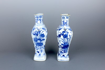 Lot 2040 - A pair of Chinese blue and white square vases,...