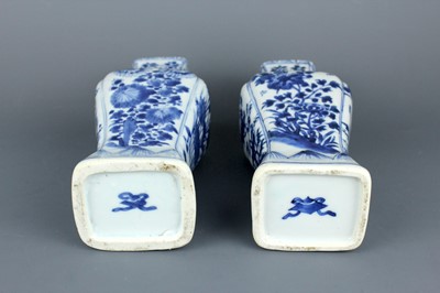 Lot 2040 - A pair of Chinese blue and white square vases,...