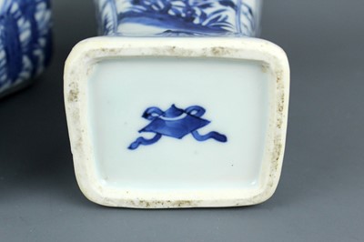 Lot 2040 - A pair of Chinese blue and white square vases,...