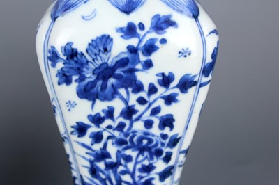 Lot 2040 - A pair of Chinese blue and white square vases,...