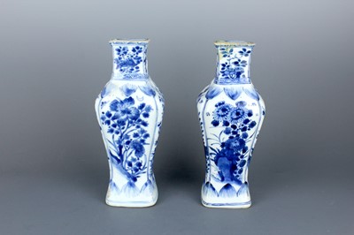 Lot 2040 - A pair of Chinese blue and white square vases,...