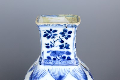 Lot 2040 - A pair of Chinese blue and white square vases,...