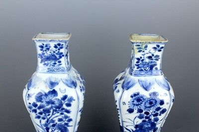 Lot 2040 - A pair of Chinese blue and white square vases,...