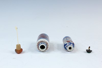 Lot 2003 - Two Chinese underglaze blue and red snuff...