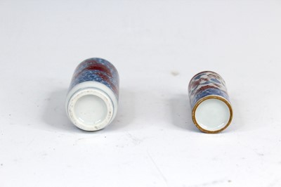 Lot 2003 - Two Chinese underglaze blue and red snuff...