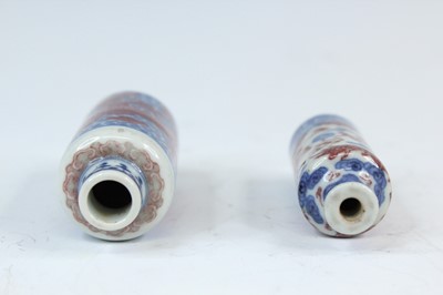 Lot 2003 - Two Chinese underglaze blue and red snuff...