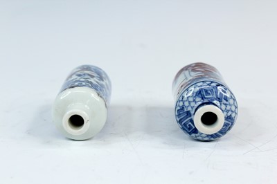 Lot 2004 - Two Chinese underglaze blue and red snuff...