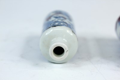 Lot 2004 - Two Chinese underglaze blue and red snuff...
