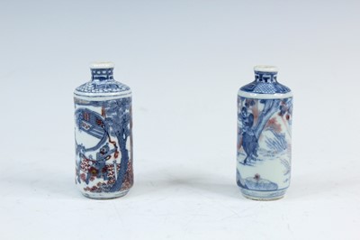 Lot 2005 - Two Chinese underglaze blue and red snuff...