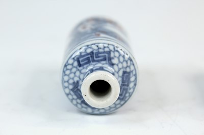 Lot 2005 - Two Chinese underglaze blue and red snuff...